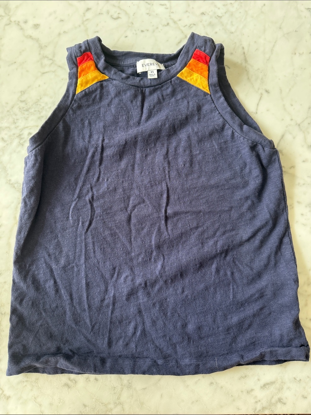 Evereve Navy Tank with Red and Yellow Shoulder Panels